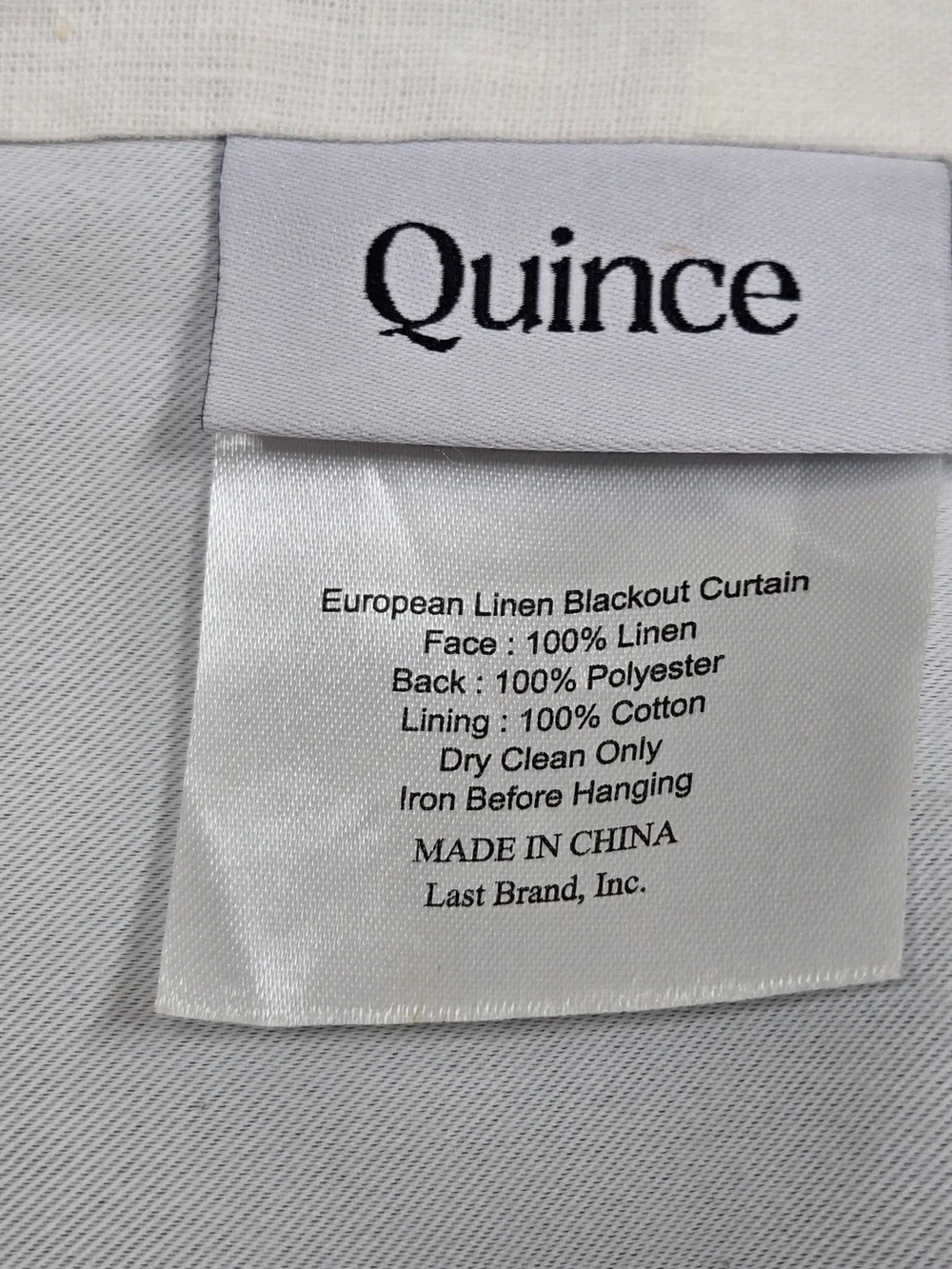 QUINCE Set Of 2 48x96 European Linen True Blackout Curtains White 9626